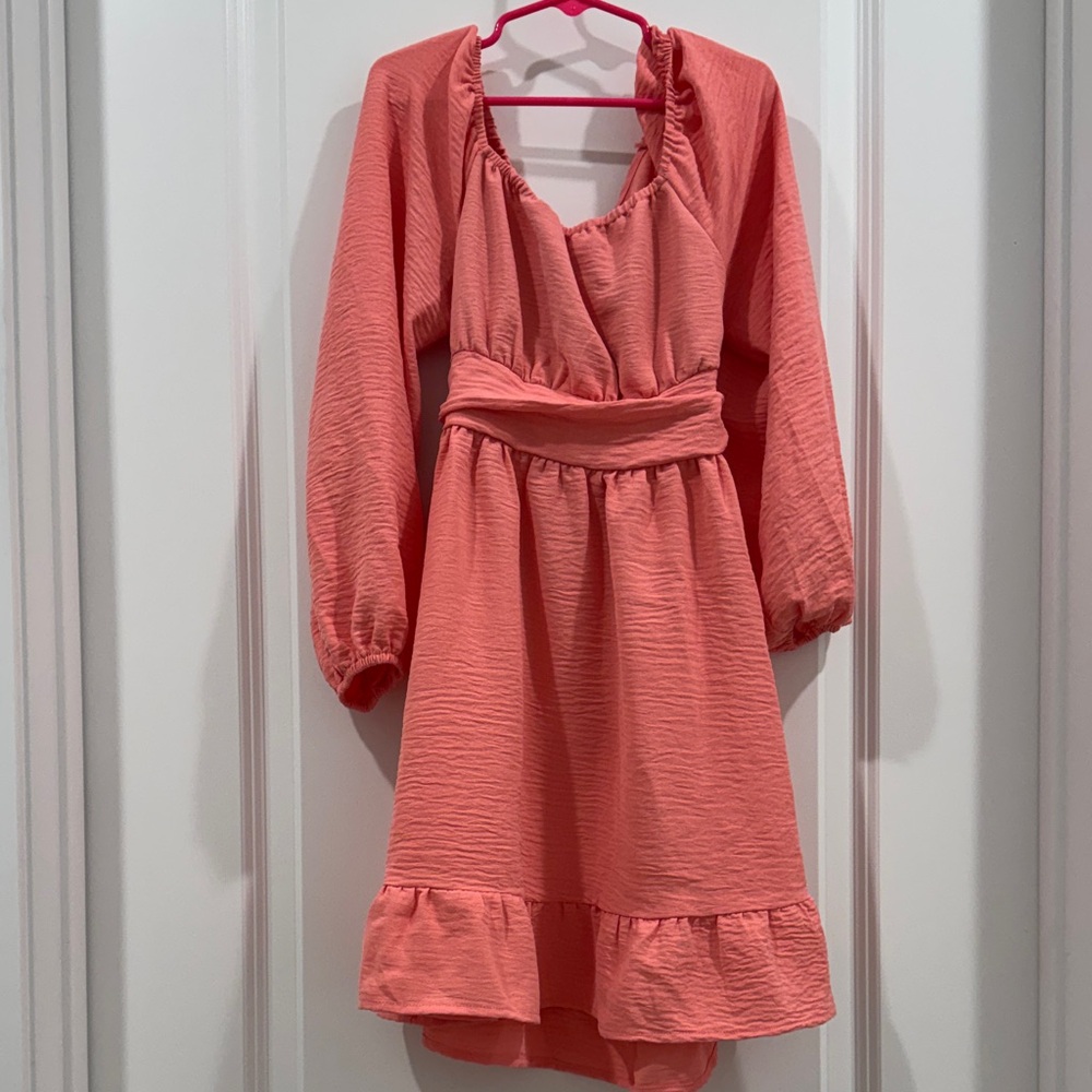 Coral Long Sleeve Kids Dress